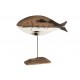 Déco Mer : Grand Poisson en bois sur socle, L 58 cm