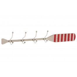 Déco murale & Patère : Grande Rame vintage, 4 crochets, Rouge, L 118 cm