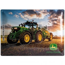 Plaque 3D métal noire 30x40 cm : Logo John Deere 