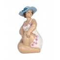 Figurine Bord de Mer : Baigneuse ronde au Chapeau, H 15 cm