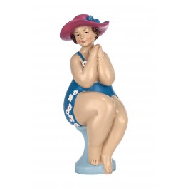 Figurine Bord de Mer : Baigneuse ronde au Chapeau, H 16 cm