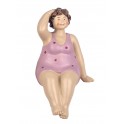 Figurine Thème Bord de Mer : Baigneuse rétro Assise, H 19 cm