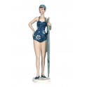 Figurine Bord de Mer : Baigneuse Rétros Debout 2 , Bleu, H 28 cm