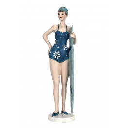 Figurine Bord de Mer : Baigneuse Rétros Debout 2 , Bleu, H 28 cm