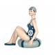 Figurine Thème Bord de Mer : Baigneuse rétro Assise, H 19 cm