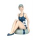 Figurine Bord de Mer : Baigneuse Rétro Assise, Bleu, H 14 cm