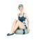 Figurine Bord de Mer : Baigneuse Rétro Assise 1, Bleu, H 14 cm