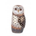 Grande Figurine Hibou Doré, Céruse blanchie, H 19 cm