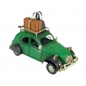 Petite 2CV Miniatures en métal et Valises de Voyage, Modèle Vert Bouteille, L 16 cm