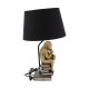 Lampe en Polyrésine Jungle Chic, Singe Doré et Livres, H 50 cm