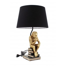 Lampe en Polyrésine Jungle Chic, Singe Doré et Livres, H 50 cm