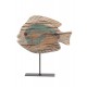 Décoration Poisson exotique sur socle vieilli, Bois MDF, L 32,5 cm