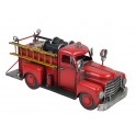 Véhicule Laiton : Camion de Pompiers Vintage en Métal, Rouge, L 36 cm