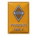 Plaque Métal bombée : Renault, Parking & Logo (Fond Jaune), 30 x 20 cm