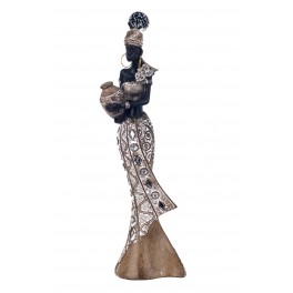 Statuette Africaine Debout, Collection Massabay, H 28,5 cm