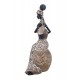 Statuette Africaine en pagne kita & Cruche 2, Collection Ethnik, H 42 cm