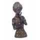 Statuette ethnique : Buste Africaine, Vert, H 32 cm
