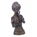 Statuette ethnique : Buste Africaine, Vert, H 28 cm