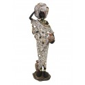 Statuette Africaine en pagne kita & Cruche 2, Collection Ethnik, H 42 cm