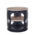 Petite Table Basse-Bout de canapé Industrielle, Bois et Fer, Noir, H 45 cm