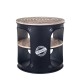 Petite Table Basse-Bout de canapé Industrielle, Bois et Fer, Noir, H 45 cm