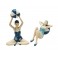 Set 2 Figurines Baigneuses Rétros Assises, Bleu, H 19 cm (Grande)