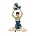 Figurine Baigneuse au Ballon Rétro, Bleu, H 19 cm