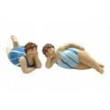 Figurines Bord de Mer : Set 2 baigneuses Rondes, Mod Blue Sky, L 15 cm