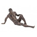 Statuette contemporaine : Homme Noir Nu allongé, Noir et Doré, L 33 cm