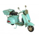 Miniature Laiton : Scooter Vespa Métal Bleu, L 18 cm