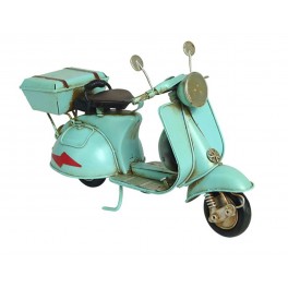 Miniature Laiton : Scooter Vespa Métal Bleu, L 18 cm