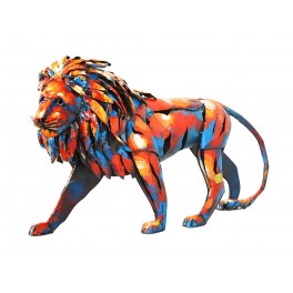 Décoration Animal Design : Le Lion multicolore, L 60 cm