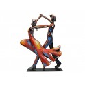 Sculpture Musique Fer : Danseurs multicolores sur socle, H 40 cm