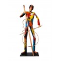 Sculpture Musique Fer : Le saxophone multicolore sur socle, H 71 cm