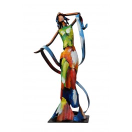 Sculpture Femme Métal, Elégance Multicolore 2, H 35 cm