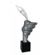 Sculpture Femme drapée sur socle, Blanc laqué et Argent, H 82 cm