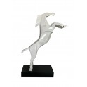 Statuette Cheval Cabré Design, Blanc laqué, H 75 cm