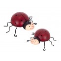 Déco murale métal : Set 2 Coccinelles rouges, L 14 cm(Grande)