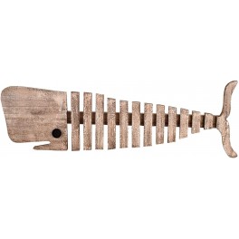 Déco Murale Thème Mer, Grande Baleine en bois vieilli, L 76 cm