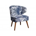 Fauteuil Confort, Tissu Bleu & Blanc. H 80 cm