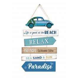 Déco murale VW Coccinelle : Relax and Life at the Beach, H 50 cm