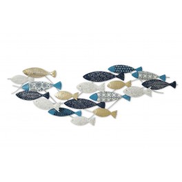 Déco murale en Métal : Banc de Poissons, Gamme Océanic. L 127 cm