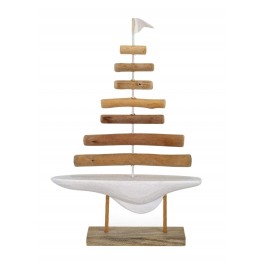 Voilier stylisé et Design en Bois, Style Scandinave, H 36,5 cm