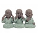 Set de 3 Mini-Moines de la Sagesse Assis 2, Collection Baby Zen, H 7,5 cm