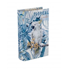 Boite Livre : Cacatoès blanc, Motif Tropical, H 21 cm (Petite)