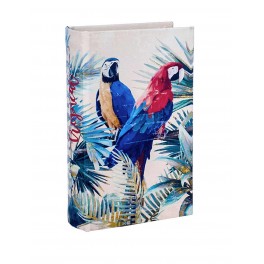 Boite Livre : Deux Perroquets Aras multicolores, H 21 cm