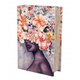 Boite Livre : Femme et cheveux en fleurs, H 27 cm