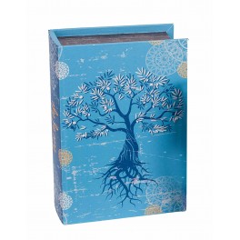 Boite Livre : Arbre de vie fleuri, Bleu, H 27 cm