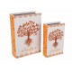 Set 2 Boites Livres : Arbre de vie, Marron, H 27 cm (Grand)