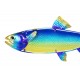 Grand Poisson Mural ! Perroquet Métal et Verre, Bleu, L 44 cm